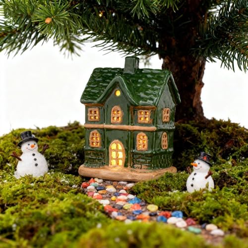 LED Lighted Ceramic White Christmas Village House Tabletop Figurine