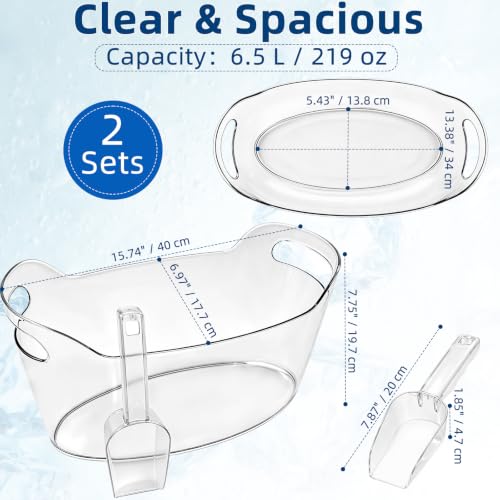 2 Pack Ice Buckets 6.5L Plastic Beverage Chillers for Parties & Bars