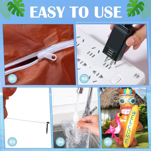 5 FT Inflatable Tiki Flamingo Outdoor Decoration with Built-In LED Lights