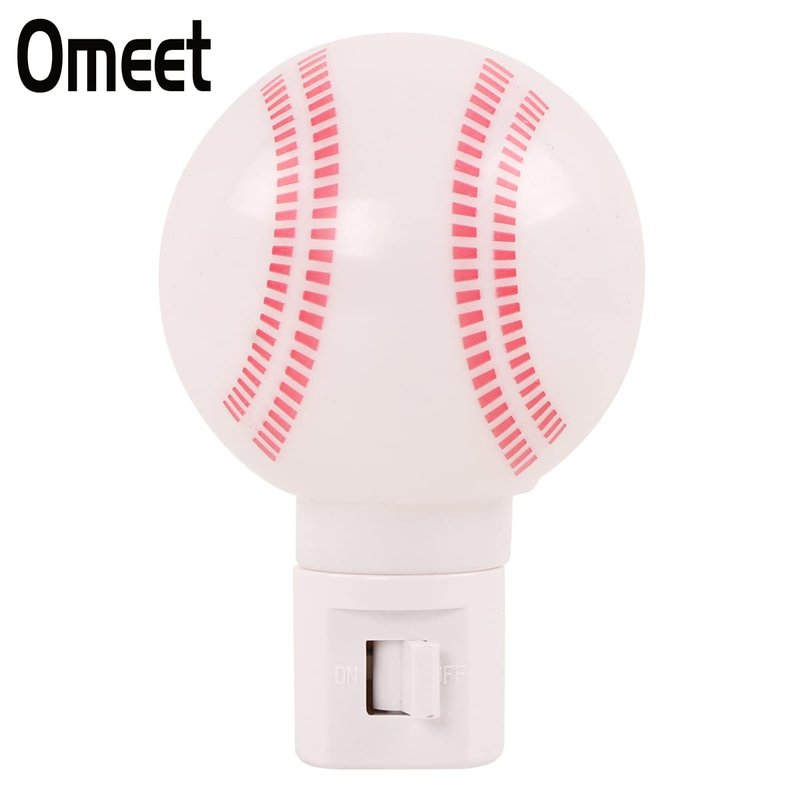 Omeet 2 Pack Warm White - Upgraded Version LED Plug-in Night Light for Kids - Baseball Shaped Lamp Take Good Care Children Sleep