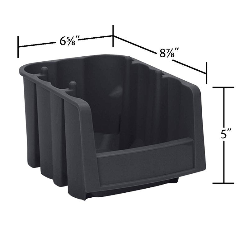 Akro-Mils 30796 Economy Stacking Shelf Plastic Storage Bins, (9-Inch x 6-5/8-Inch x 5-Inch), Black (10-Pack)