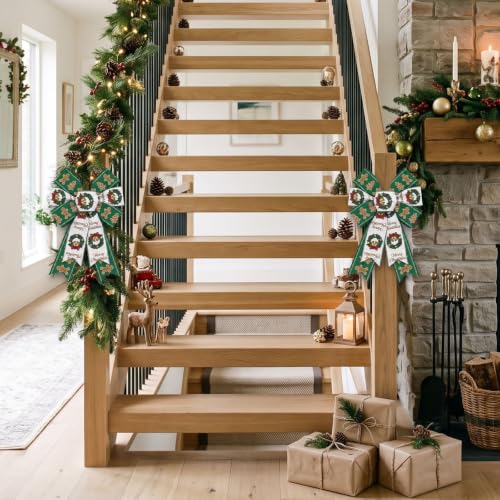 Green Gingerbread Christmas Wreath Bows - Pack of 2 Indoor Outdoor Decor