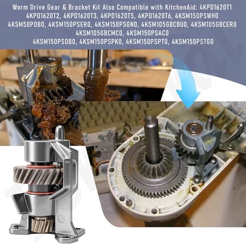 Worm Drive Gear and Bracket Kit for Stand Mixer Replacement