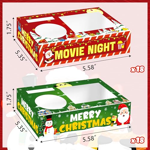 36PCS Christmas Snack Trays with Santa & Snowman Design - Holiday Party Supplies for Popcorn & Drinks