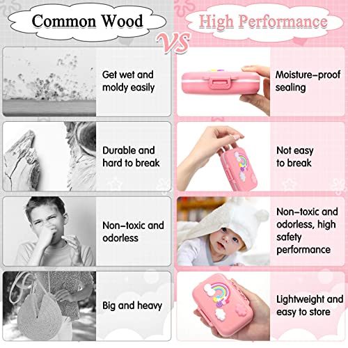 Baby Teeth Keepsake Box - Tooth Fairy Storage Organizer with Tweezers (Pink)