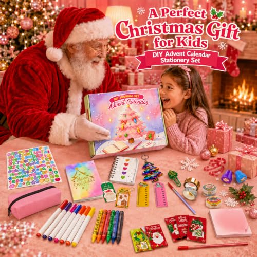 Advent Calendar 2026 for Girls - 24 Day DIY Journal & Stationery Kit Set
