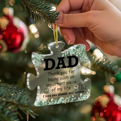 Dad Gifts from Daughter Son - Puzzle Acrylic Ornament for Christmas & Father's Day - Daddy Birthday Keepsake