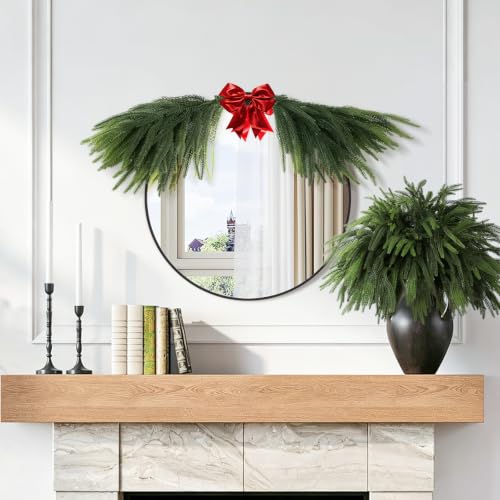 12 Pcs Christmas Norfolk Pine Branches 18" Artificial Greenery Stems – Flexible Wired Sprigs