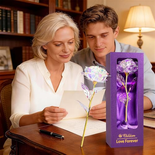 Artificial Rainbow Rose Flower Gift for Women, Romantic Keepsake Present