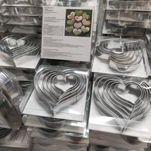 MrCookie Heart Cookie Cutters Set - 6 Thickened Stainless Steel Baking Tools with Variation: Heart