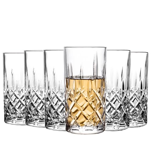 BinSakao Style A Highball Glass Set of 6, 14oz Tall Drinkware for Cocktails & Beverages
