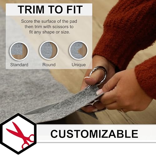 8' x 10' Non-Slip Rug Pad, 1/8" Low Profile Felt and Rubber Cushion