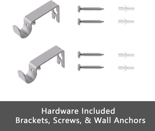 GXOACKJ Curtain Rods - Heavy Duty 5/8 Inch Decorative Metal Set for Windows 32-62 Inch | Silver Finish