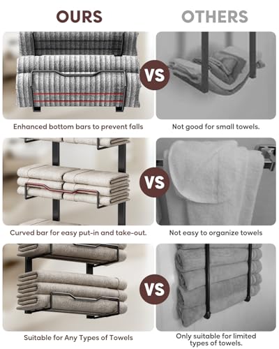 6-Tier Over-the-Door Towel Rack - No Drill Bathroom Storage Organizer