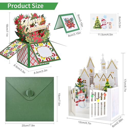 Giiffu 4-Pack Pop Up Christmas Cards with Envelopes & Gift Card Holder