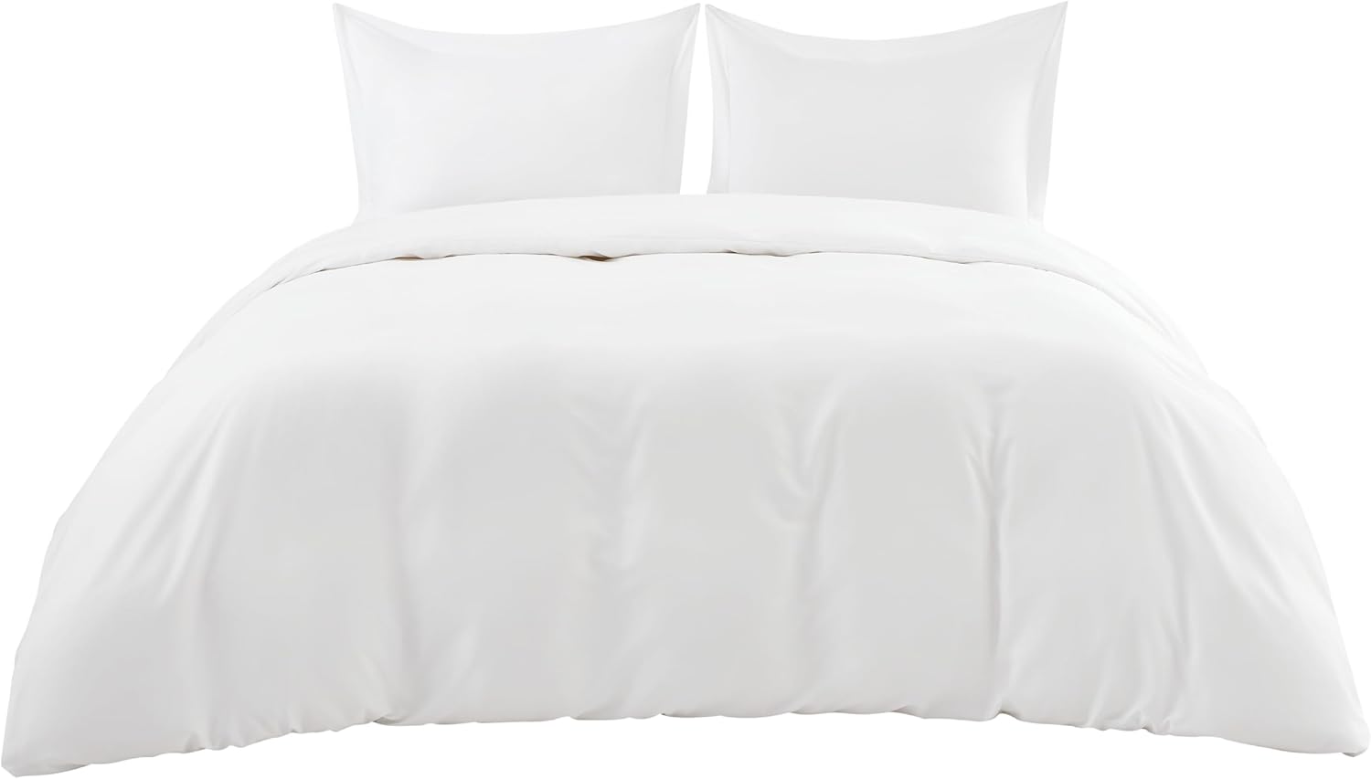 Bedsure 100% Viscose Bamboo Duvet Cover - Lightweight Cooling Comforter Set for Hot Sleepers | Queen Size, Pure White