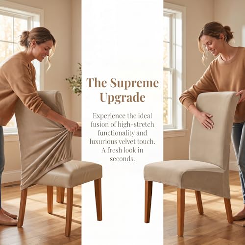 XL Velvet Dining Chair Covers - Removable & Washable Protectors