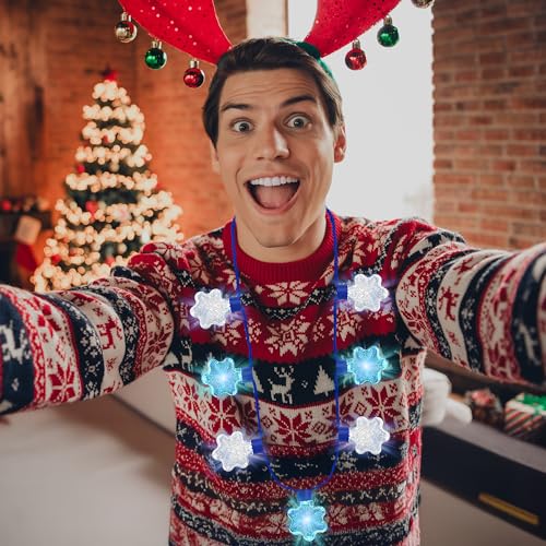 18Pcs Christmas Lights Necklace Set - Festive Holiday Party Favors & Decorations