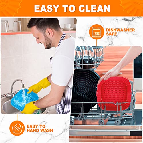 8-Inch Square Silicone Air Fryer Liners - Reusable 2-Pack (Fits 4 to 7 QT)