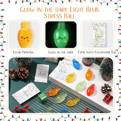 Wettarn 70‑Piece Emotional Luminous Christmas Bulb Gift Set, Multicolored Squeeze Stress Balls & Cards