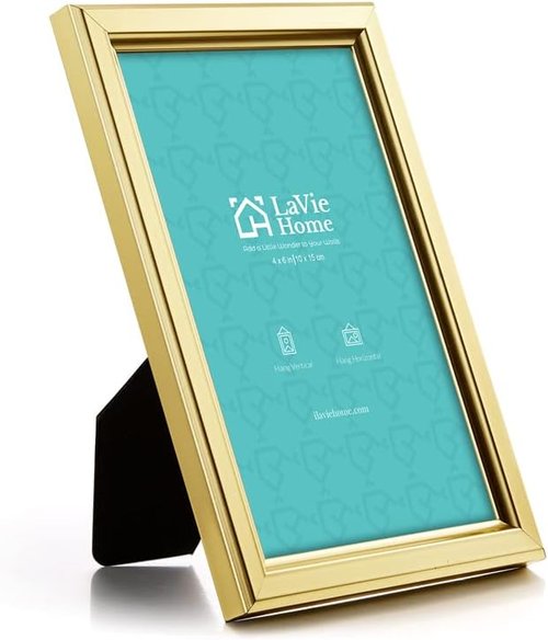 LaVie Home 4x6 Picture Frames - 12 Pack Gold | Elegant High-Definition Glass for Wall & Table Display