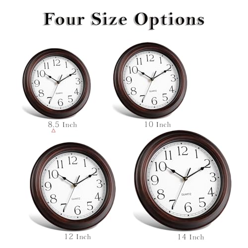 Small Silent Vintage Wall Clock - 8.5 Inch Battery Operated Non-Ticking