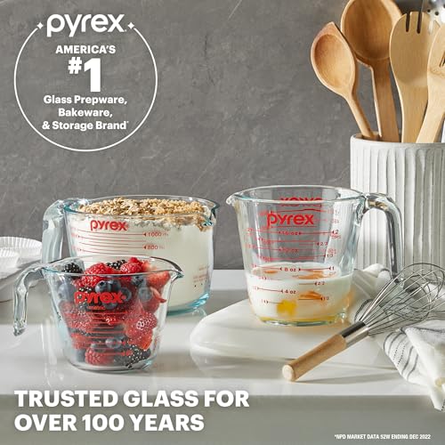 3-Piece Tempered Glass Measuring Cup Set (1, 2 & 4 Cup) for Cooking