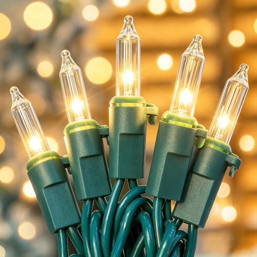 Hopolon 9.8FT 35 Warm White Christmas String Lights with Green Wire – Connectable Incandescent Mini Lights