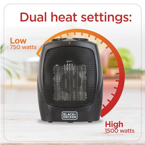 BLACK+DECKER Personal Ceramic Space Heater 1500W Black