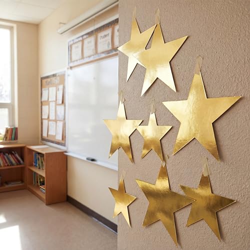 24 Pcs 11-Inch Large Gold Star Cutouts - Double-Sided Cardstock Paper Stars