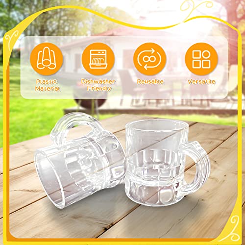 30 Pcs Mini Plastic Beer Mugs, 1 oz Clear Shot Glasses with Handles