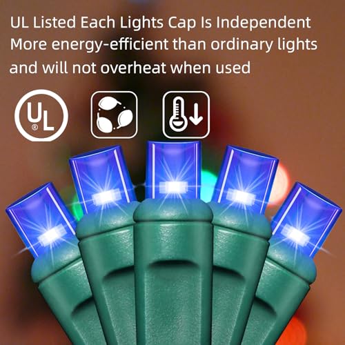 LAMPHOME Blue Christmas String Lights 25FT Waterproof Outdoor Fairy Lights