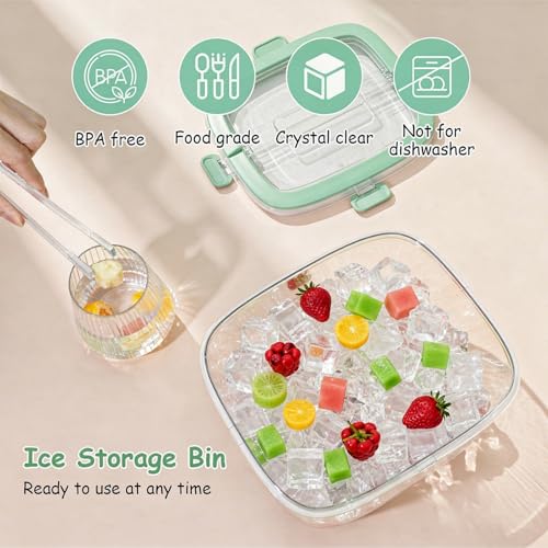 5L Clear Refrigerator Ice Cube Storage Bin with Lid & Tongs - Portable Plastic Ice Bucket for Freezer, Party & Camping