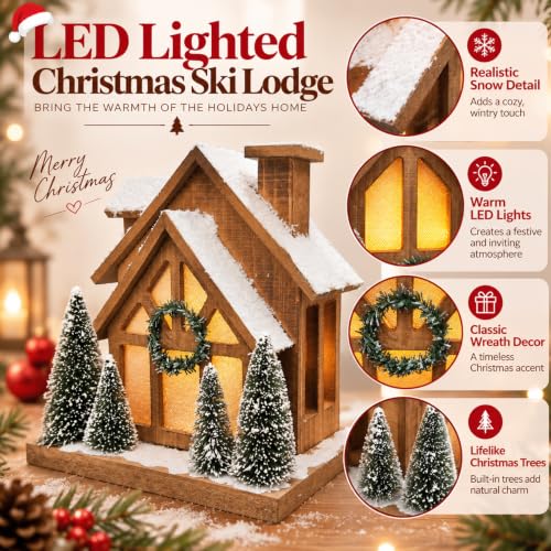 Christmas Decorations for Home Led Lighted Wooden Snow Winter Scene
