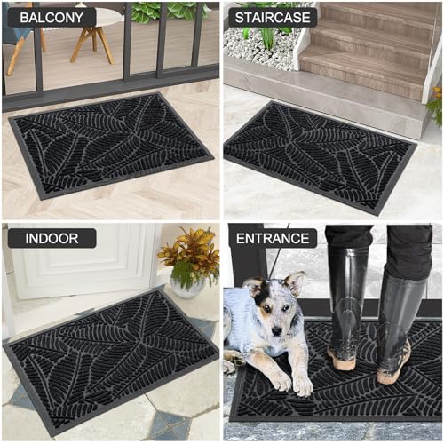 Waterproof Front Doormat, Non-Slip Natural Rubber Door Mat 29.5x17 Inch