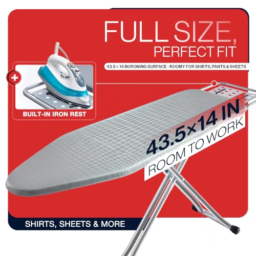 Full Size Ironing Board with Heat Resistant Cover and Iron Rest