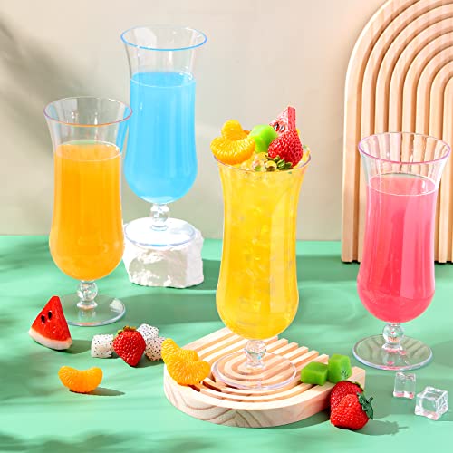 48 Pack Plastic Hurricane Glasses 15 oz for Cocktails & Tropical Drinks