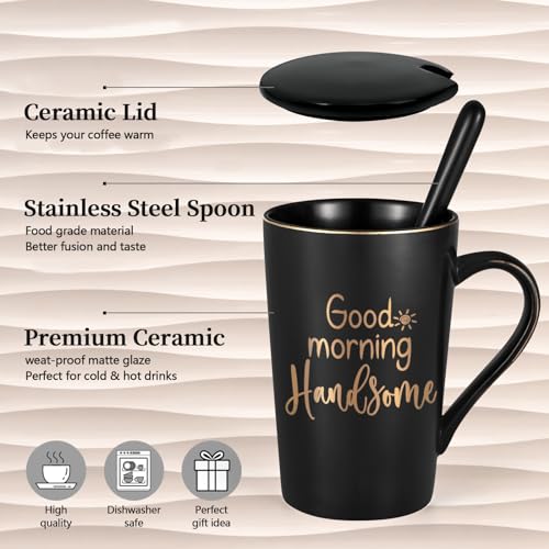 YHRJWN Black & White Good Morning Beautiful & Handsome Mugs, His & Hers 14 Oz Coffee Set (2) Christmas