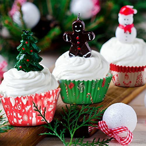 Patelai 600 Pack Christmas Muffin Cup Liners - 8x8cm 6 Styles, Non-Toxic Dinner Liners (Stylish Style)