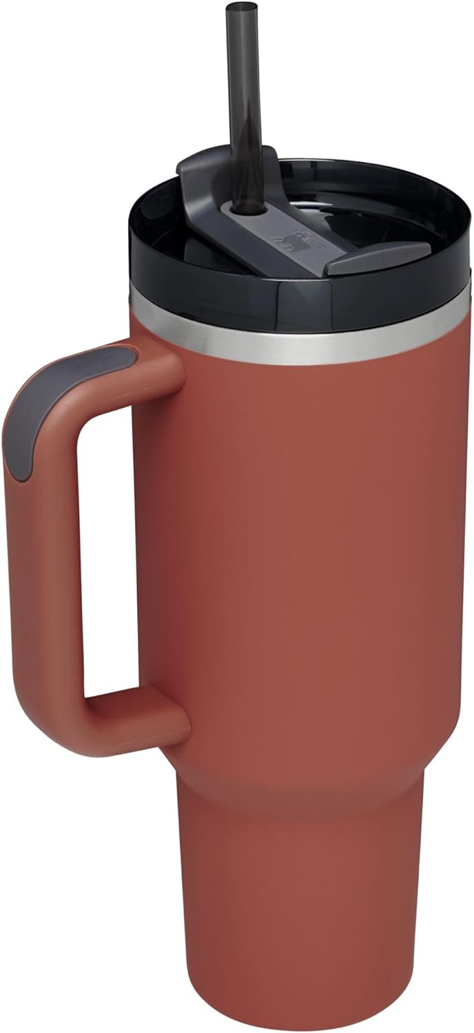STANLEY Quencher H2.0 Tumbler - 40 oz Insulated Stainless Steel with Handle & Straw | BPA-Free | Red Rust