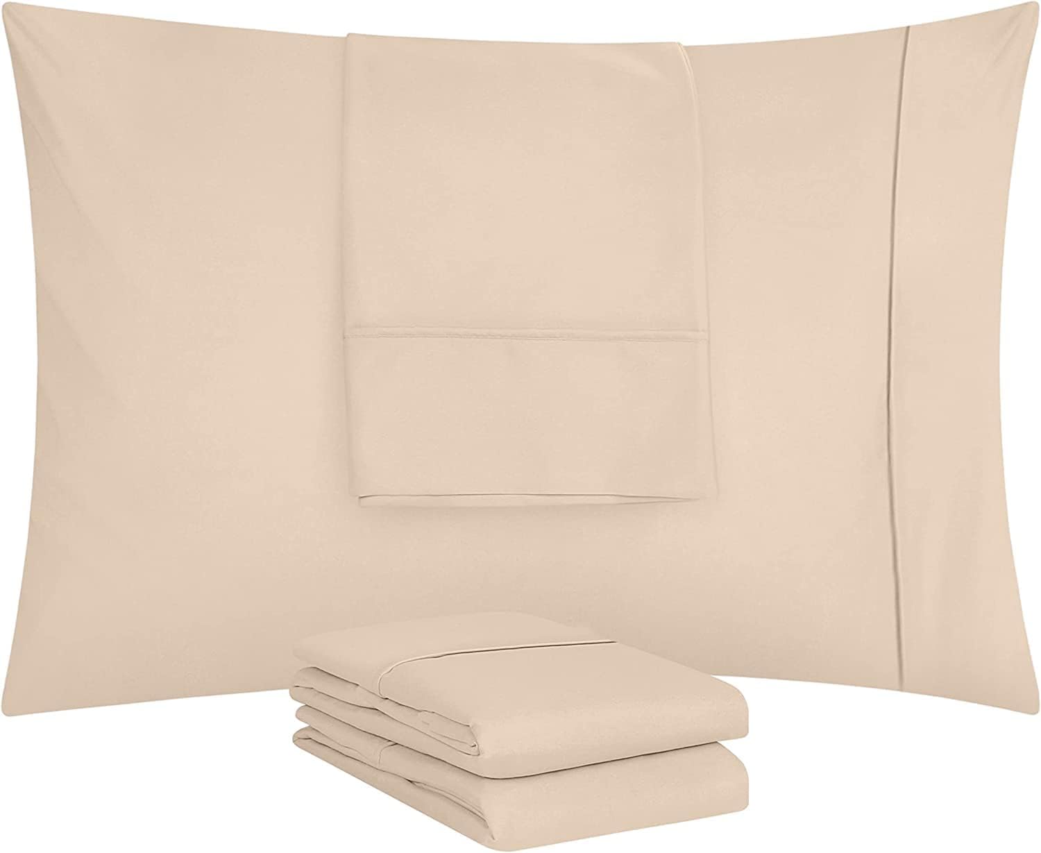 Utopia Bedding Queen Pillow Cases - 12 Pack of Soft Brushed Microfiber - Fade Resistant | 20 x 30 Inches, Beige
