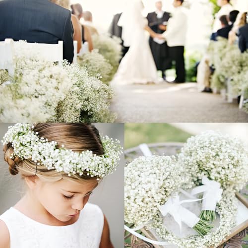 30 Pcs Artificial Baby's Breath Flowers - Realistic White Faux Floral for Wedding & Home Decor