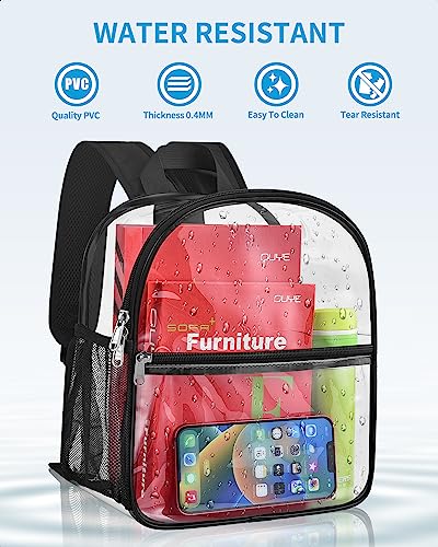 Clear Backpack Stadium Approved - Small Transparent PVC Bag for Concerts & School