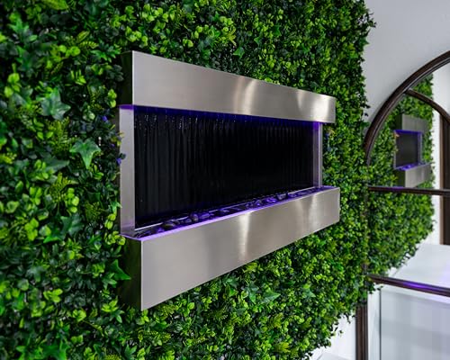 47-Inch Wall-Mounted Indoor Waterfall Fountain with LED Lights & Mirror