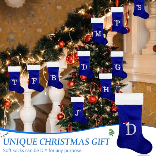 22-Inch Monogram Christmas Stocking, Velvet Letter Xmas Stocking with Plush Cuff