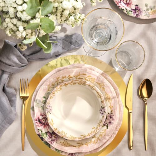 100-Pack 13-Inch Round Gold Disposable Placemats, Mirrored Charger Plates