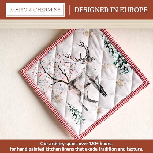 Maison d' Herm ine Pot Holders 8" x 8" Cotton, Pack of 1 — Rural Christmas 079