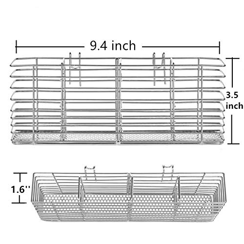 Slideep Stainless Steel Cutlery Utensil Holder Silverware Organizer with Hooks removable Drying Rack Silverware Holder Utensil Cutlery Basket Kitchen Dish Drainer Dish Drying Rack