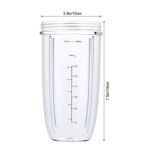 Upgrade Blender Cups Fit for Nutribullet 600w/900w, Replacement Parts 32oz Cups with Flip-Top To-Go-Lids, Blender Accessories (2 Pack)