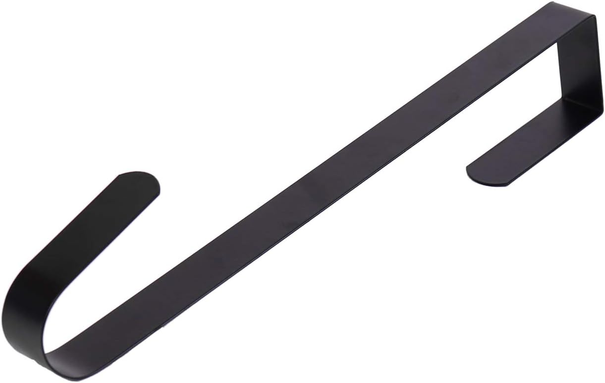 Sattiyrch 12" Wreath Hanger - Durable Steel Over The Door Hook for Front Door (Black, 2 Pack)